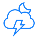 Moon, Cloud, lightning Black icon