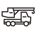 Automobile, transportation, vehicle, transport, Car, Crane, truck crane, truck Black icon