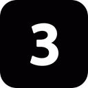 three, number, third Black icon