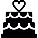 Marriage, union, wedding, love, cake Black icon