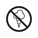 prohibition sign, prevention, prohibiting sign, Icecream, prohibition, warning Black icon