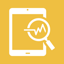 graphs, Magnifier, seo, Tablet, glass, Analyze, Monitoring SandyBrown icon