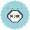 Shop, ecommerce, retro, store, shopping, sign Icon