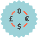 pound, rate, Dollar, Bitcoin, British, Euro, exchange LightBlue icon