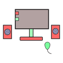 Computer, screen, monitor, Display, pc Black icon
