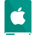 Apple, White, teal, drive Icon