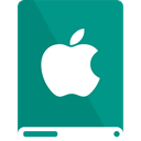 Apple, White, teal, drive DarkCyan icon