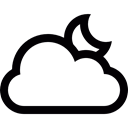 Cloud, night, Cloudy, shapes, Crescent Moon Black icon