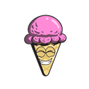 Cartoon, Cream, cone, Ice, Emoji Black icon