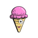 Emoji, cone, Cream, Ice, Cartoon Black icon