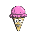 Emoji, Ice, Cream, cone, Cartoon Black icon