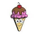 Ice, Cartoon, Cream, cone, Emoji Black icon