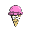 Emoji, cone, Cream, Ice, Cartoon Black icon