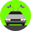 Delorean, transport, transportation, vehicle, Back to the future, future, Car LawnGreen icon