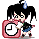 Cartoon, japan, Clock, Alarm, timer, time, Schedule Black icon