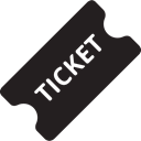 video, Ticket, media, film, cinema, movie Black icon