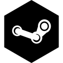 Social, Hexagon, media, steam Black icon