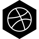 Hexagon, Social, media, dribbble Black icon