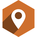 Social, Shadow, media, Hexagon, location Chocolate icon