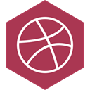 Hexagon, Social, media, dribbble Brown icon