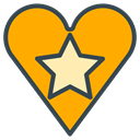 Communication, Heart, Favourite, media, Social, star Orange icon