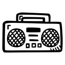 Boombox, sound, party, music Black icon