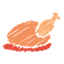 roast, turkey, chicken, fried, roasted, meat, scribble Black icon