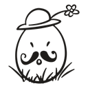 Mustache, easter, decorative, hat, egg, fragile, Flower Black icon