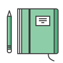 write, notepad, Moleskine, pencil, Notes, travel, journey DarkSeaGreen icon