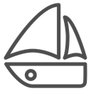 wind, Boat, travelling, ocean, sea, freedom, seaside Black icon