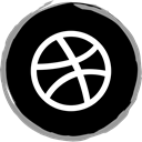 dribbble, Logo, Social, media Black icon