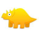 Cartoon, dinosaur, triceratops Black icon
