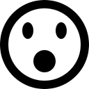 smiley, shock, head, Gestures, Emoticon, surprised Black icon