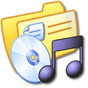 Folder, yellow, music Black icon