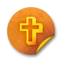 Orange, sticker, grunge, Badge Black icon