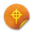 Orange, Badge, grunge, sticker Black icon