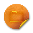 Orange, Badge, grunge, sticker Black icon