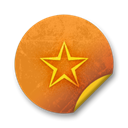 Badge, Orange, sticker, grunge Black icon