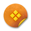 Orange, sticker, grunge, Badge Black icon