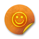 grunge, sticker, Orange, Badge Black icon