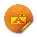 Orange, Badge, sticker, grunge Black icon