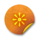 Orange, grunge, sticker, Badge Black icon