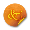 Badge, Orange, sticker, grunge Black icon