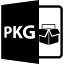 Pkg Format, Pkg Open File, Pkg, Pkg Extesnion, Box, interface, Pkg File, open box Black icon