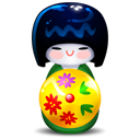 kokeshi, green Black icon