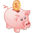 Bank, piggy Black icon