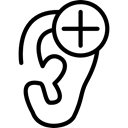 medical, Audition, Increase Volume, increase, ears, Medicine And Health, sign, plus, Ear, Audio Black icon