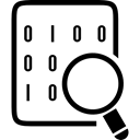 interface, Binary Codes, magnifying glass, search, Magnifying Lens, Binary Code, Searching Codes, Searching Black icon