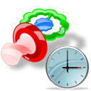 Clock, Pacifier, alarm clock, time, history, Alarm Black icon