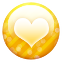 gold, love, button, valentine, Heart Orange icon